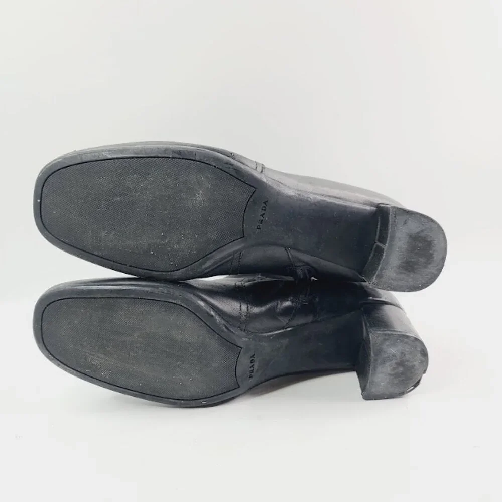 Prada Black Leather Ankle Boots